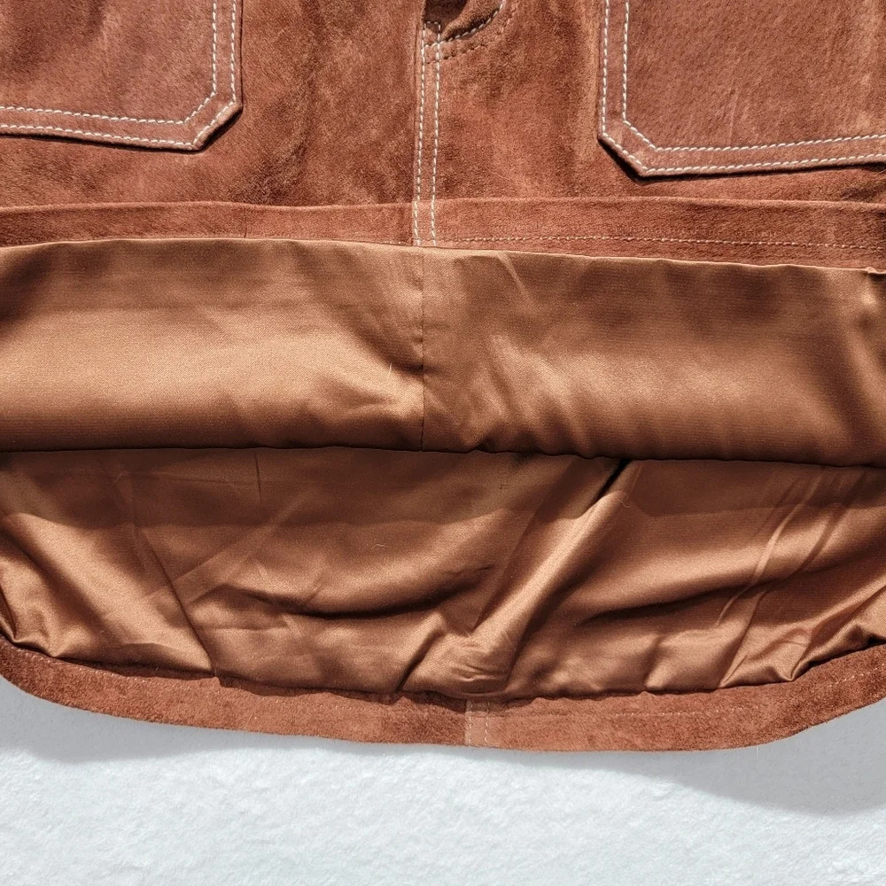 NWT Blank NYC Suede Leather Mini Skirt Pockets Dried Tobacco Brown Women's 27 - Picture 3 of 10